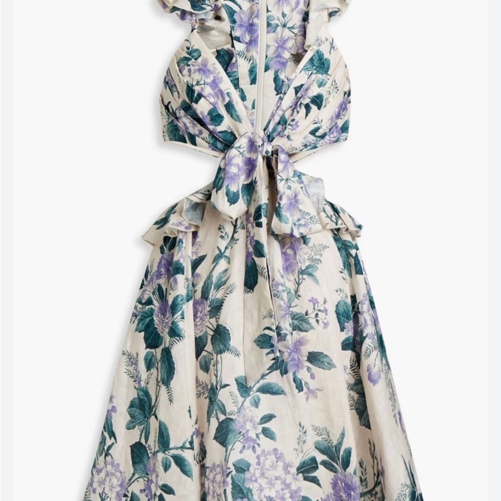 Zimmermann Cream and Purple Floral Backless Dress - Picture 4 of 6